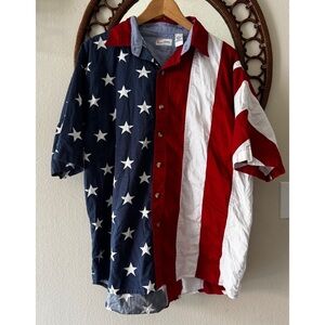 American Summer American flag button down shirt patriotic all over print size L
